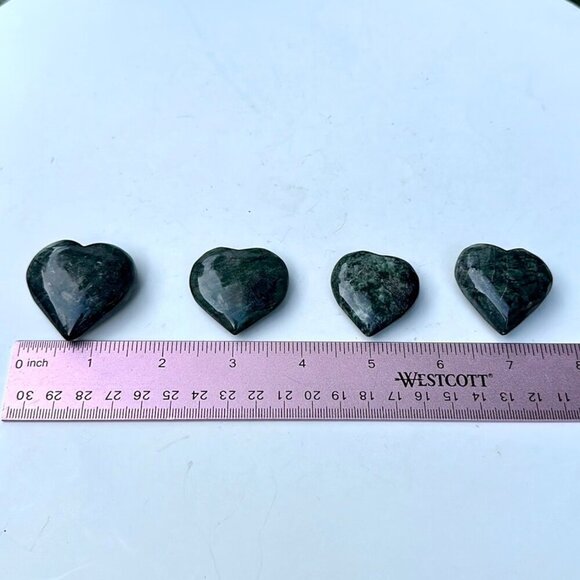 Jade Puffy Heart Green Polished Solid Natural Stone Size Medium 1.25 - 1.5" Wide - Picture 6 of 9